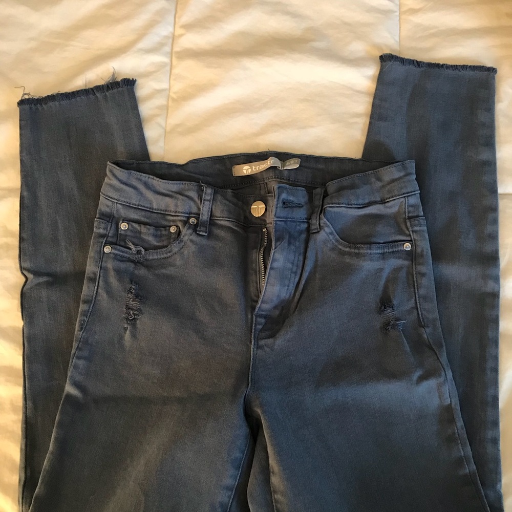 Tractr High Waisted Frayed Hem Skinny Jeans